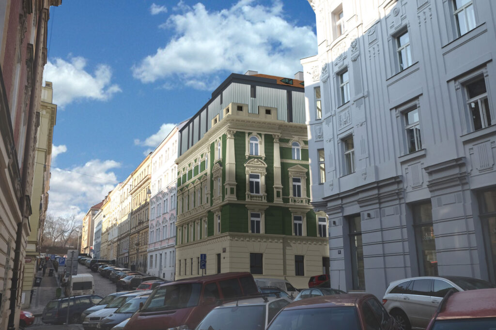 Návrh nástavby bytového domu Vršovice